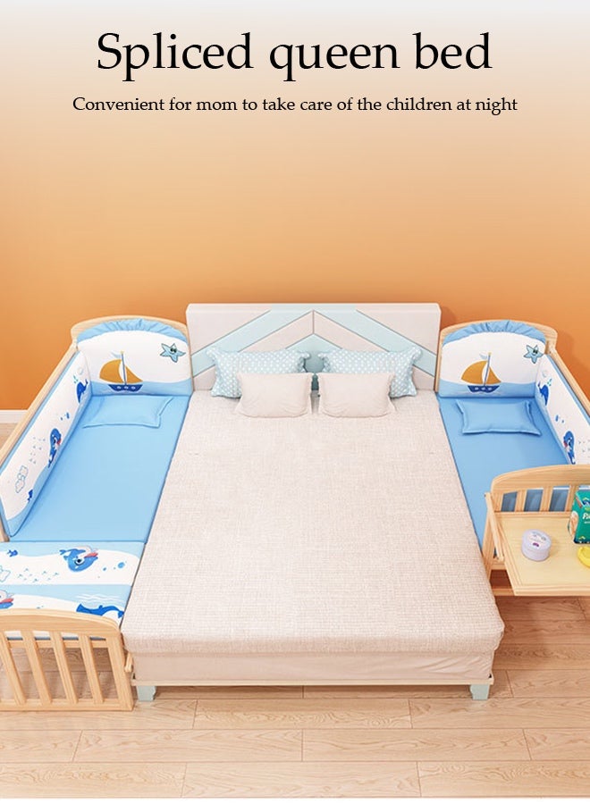 Spides Multifunctional Baby Crib 6 in 1 Convertible Wooden Baby Bed Adjustable Nursery Bed with Wheels Portable Foldable Baby Rocker Extended Length (106 to 150cm) Solid Wood Baby Bedside Sleeper with Flip Changing Station - Image 2